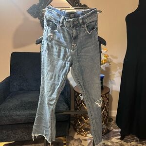 BDG Blue Ankle Cropped Jeans with Distressed Details